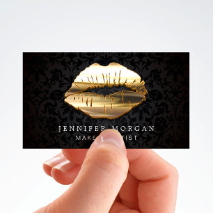 Carte De Visite Jeu d'oeil 3D Black Gold Lips Artiste de maquillag