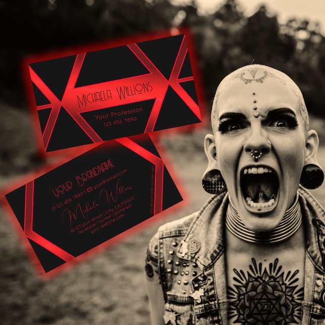 Carte De Visite Jeu d'oeil rouge brillant et brillant noir brillan (Créateur téléchargé)