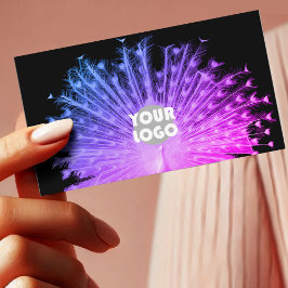 Carte De Visite Jeu d'yeux violet rose pâle paon et logo