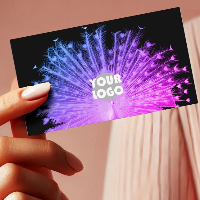 Carte De Visite Jeu d'yeux violet rose pâle paon et logo (Créateur téléchargé)