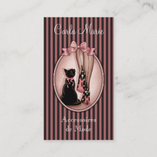 Carte De Visite Jeune femme élégante et chat noir