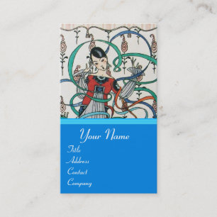 CARTE DE VISITE JEUNE FILLE AVEC DES ESCALIERS DE RIBBON COLORÉS E