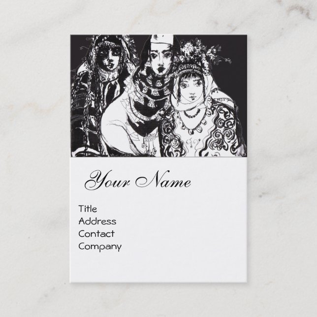Carte De Visite JEUNES FILLES ANATOLIENNES BLANC Noir Éthique Dess (Devant)