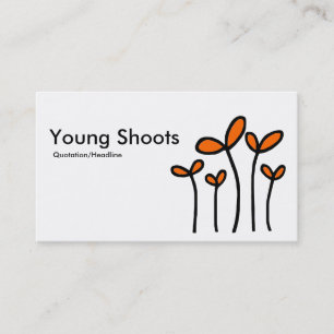 Carte De Visite Jeunes pousses - Noir avec orange sur blanc