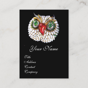 Carte De Visite JEWEL OWL EN NOIR, Or, Vert Émeraude Opale