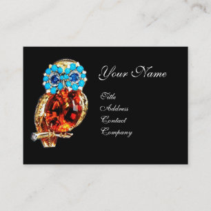 Carte De Visite JEWEL OWL, Or, Turquase Bleue, Topaz