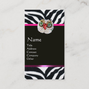 CARTE DE VISITE JEWEL OWL ROSE BLACK ZEBRA FUR MONOGRAM