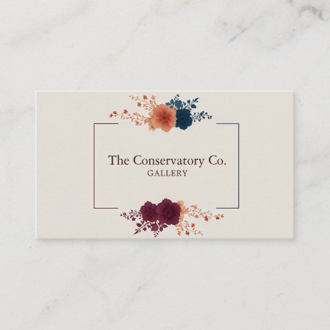 Carte De Visite Jewel Tone Floral and Geometric Frame Elegant (Devant)