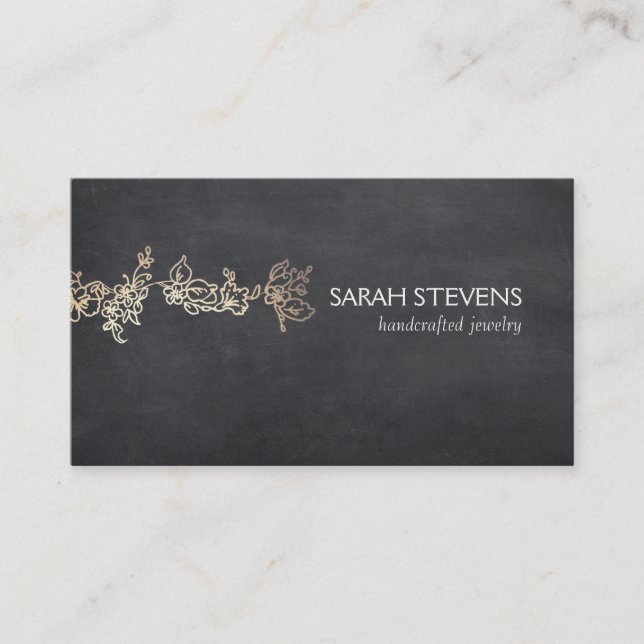 Carte De Visite Joaillier Designer Elegant Gold et Black Chalkboar (Devant)