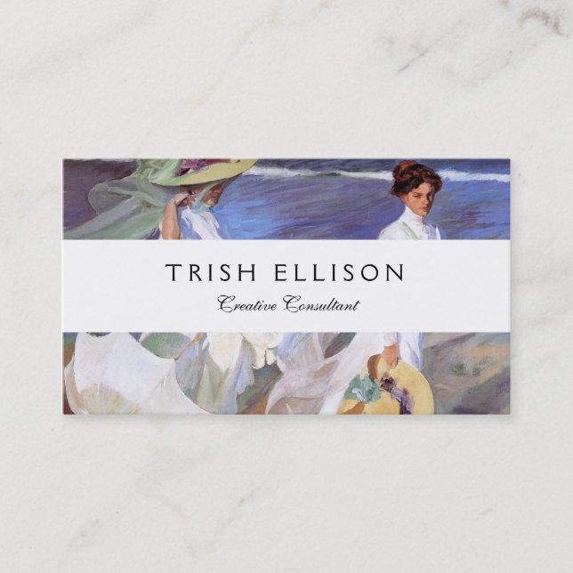 Carte De Visite Joaquin Sorolla Femmes Promenade Plage (Devant)