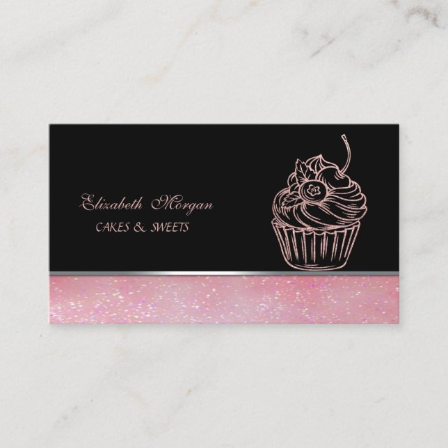 Carte De Visite Joli adorable Élégant, Parties scintillant Cupcake (Devant)