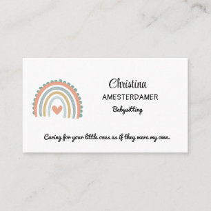 Carte De Visite Joli arc-en-ciel rose bleu Boho Babysitter Carré