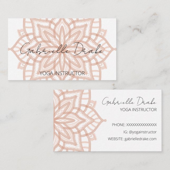 Carte De Visite Joli Boho Orange Mandala Yoga (Devant / Derrière)