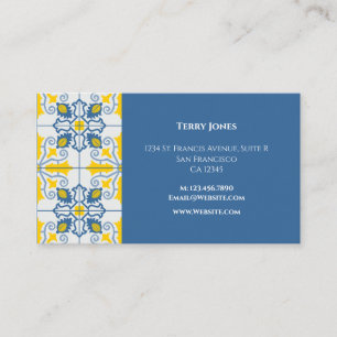 Carte De Visite Joli carrelage portugais bleu et jaune
