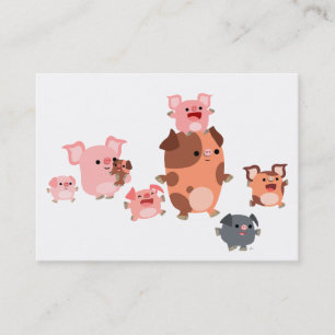 Carte De Visite Joli Cartoon Pig Famille ACEO/Carte de visite