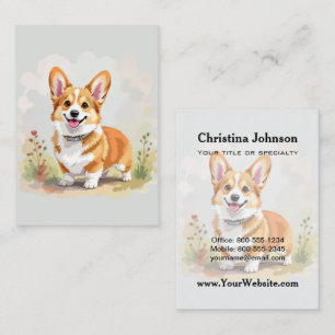 Carte De Visite Joli chien Pembroke Welsh Corgi rouge