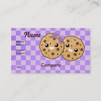 Carte De Visite Joli Couple de Biscuits au Chocolat Kawaii