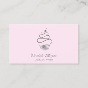 Carte De Visite Joli Cupcake élégant pailleté, Sucreries
