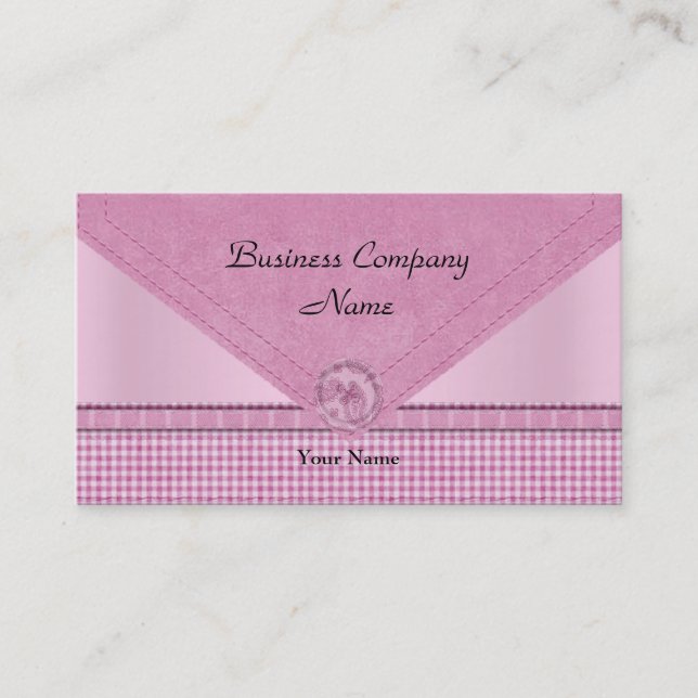 Carte De Visite Joli Gingham Rose Blanc Bouton à carreaux (Devant)