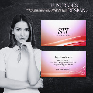 Carte De Visite Joli Lilac Ombre rose Décor Courbé avec Monogramme