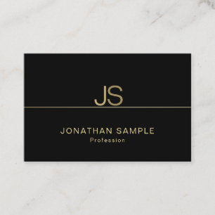 Carte De Visite Joli Monogramme Moderne Elégant Noir Or Luxe