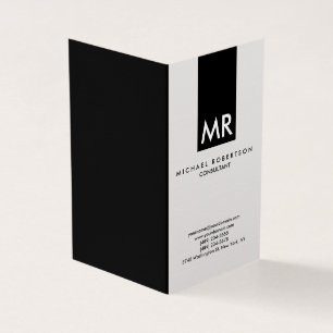 Carte De Visite Joli Monogramme noir blanc moderne