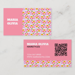 Carte De Visite Joli motif floral pastel rose tendre féminin