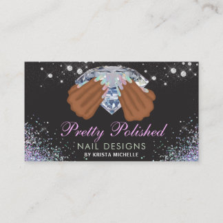 Carte De Visite Joli ongles de Parties scintillant de diamant holo