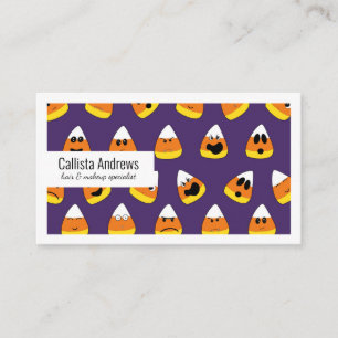 Carte De Visite Joli orange violet Halloween Emoji Candy Corn