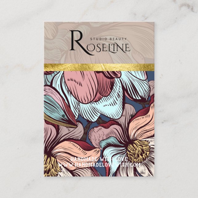 Carte De Visite Joli pastel couleur rose fleur Écouter Affichage (Devant)