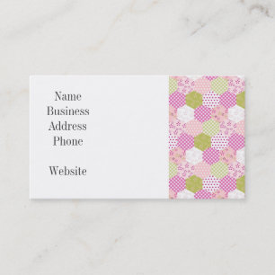 Carte De Visite Joli Pastel Rose Vert Patchwork Design Quilt