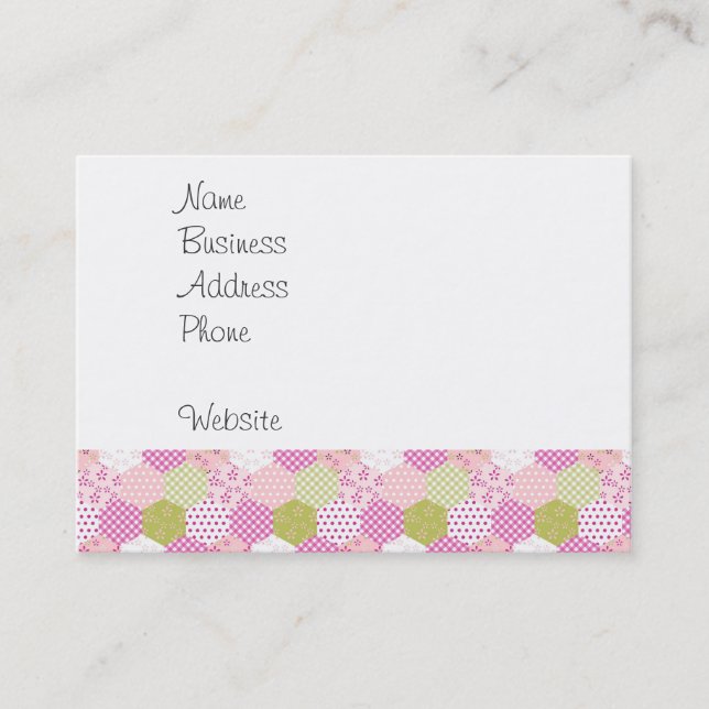 Carte De Visite Joli Pastel Rose Vert Patchwork Design Quilt (Devant)