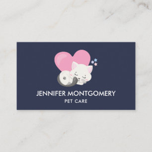 Carte De Visite Joli petit chat blanc endormi