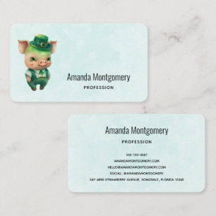 Carte De Visite Joli porc vert Fairytale dans une jolie beauté