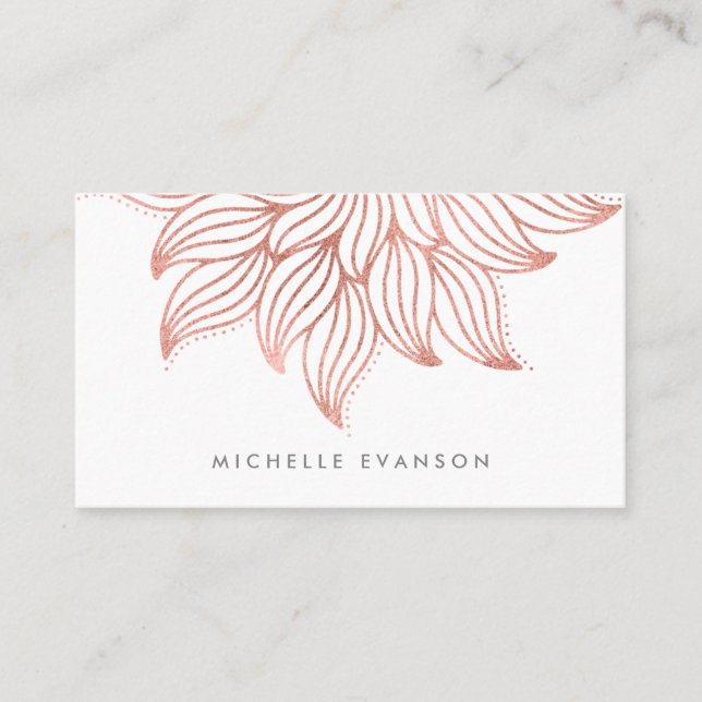 Carte De Visite Joli Rose Gold Flower Mandala Chic (Devant)