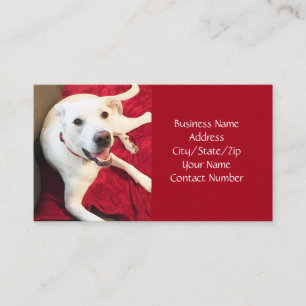 Carte De Visite Joli sourire blanc chiot Chien rouge Noël