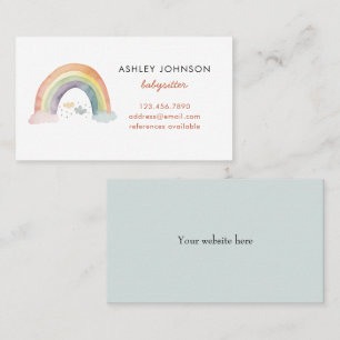 Carte De Visite Jolie aquarelle arc-en-ciel Babysitter Nanny