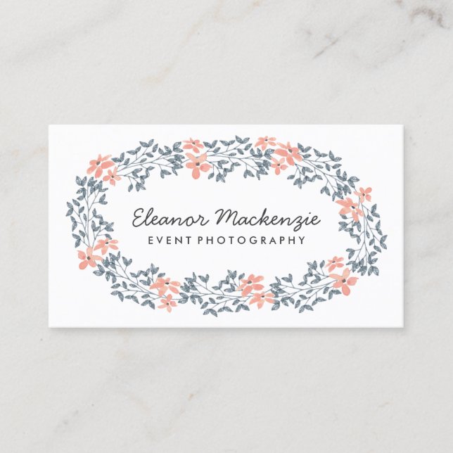 Carte De Visite Jolie aquarelle de la guirlande | de fleur florale (Devant)