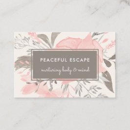 Carte De Visite Jolie aquarelle florale Blush et Taupe