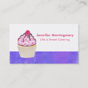 Carte De Visite Jolie Cupcake avec framboise sur le dessus