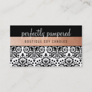 Carte De Visite JOLIE ELEGANT DAMASK motif noir faux rose or