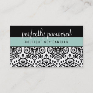 Carte De Visite JOLIE ÉLÉGANT DAMASK motif noir menthe vert