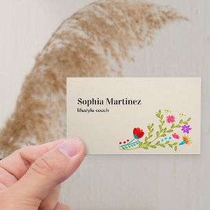 Carte De Visite Jolie Fiesta Floral Bouquet Neutre Médias Sociaux