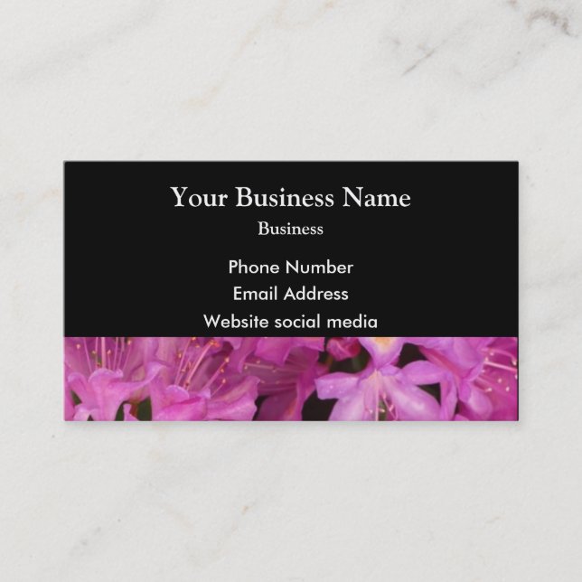 Carte De Visite Jolie fleur florale rose sur noir (Devant)