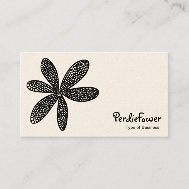 Carte De Visite Jolie Fleur - Noir sur Blanc (Carte Crème) (Devant)