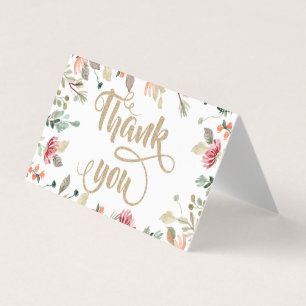 Carte De Visite Jolie Fleur Sauvage Pailletée Merci