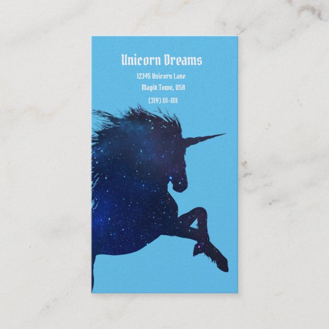 Carte De Visite Jolie Galaxy Stars Blue Unicorn (Devant)