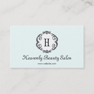 Carte De Visite Jolie lumière Aqua Monogramme Beauté Salon Cosmeto