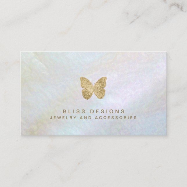 Carte De Visite Jolie Pretty Gold Foil Mère de Pearl Butterfly (Devant)