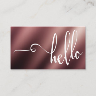Carte De Visite Jolie typographie Hello sur rose gold lisse